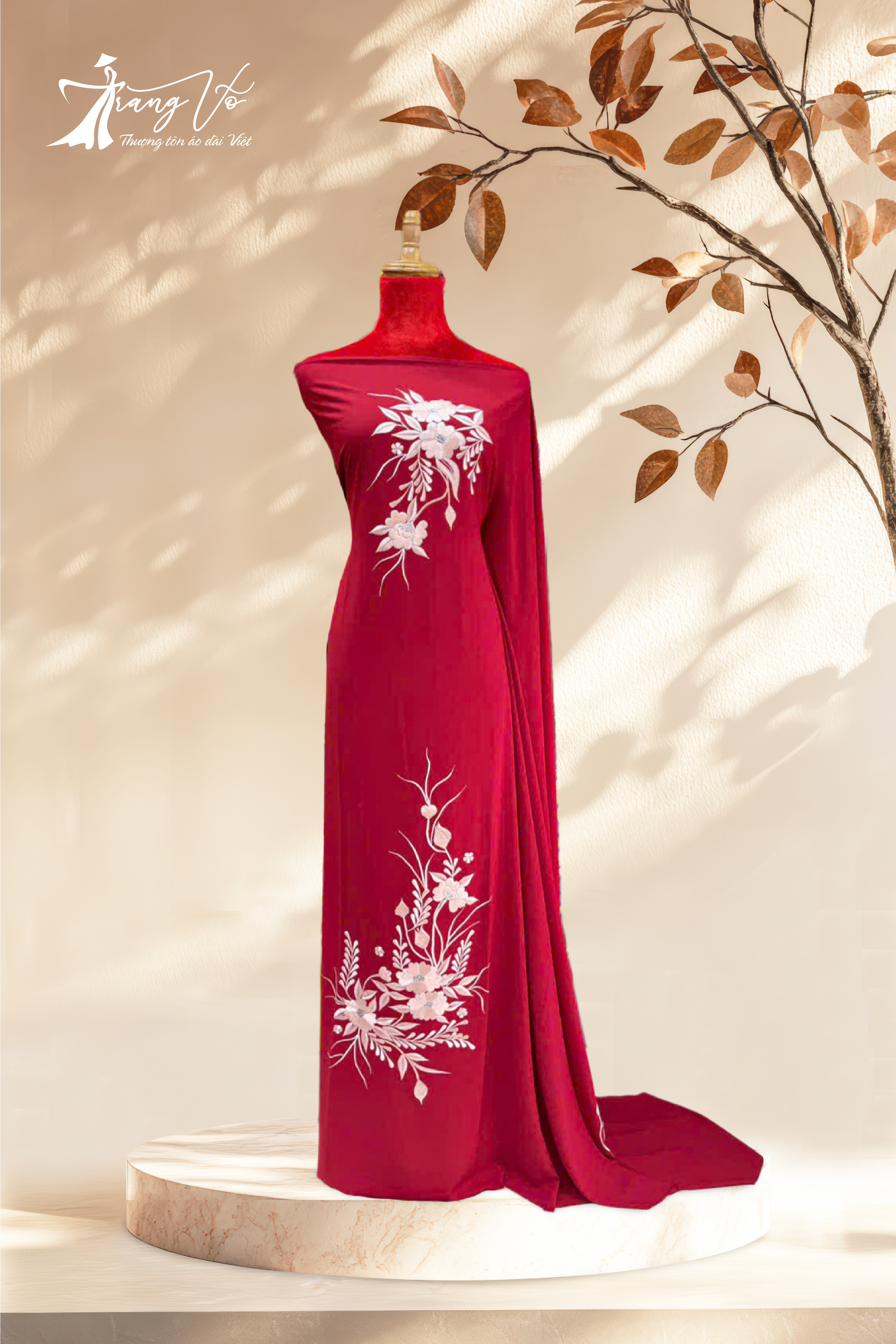 LEN Ý THÊU HOA THỦ CÔNG ĐỎ ĐÔ #03112426